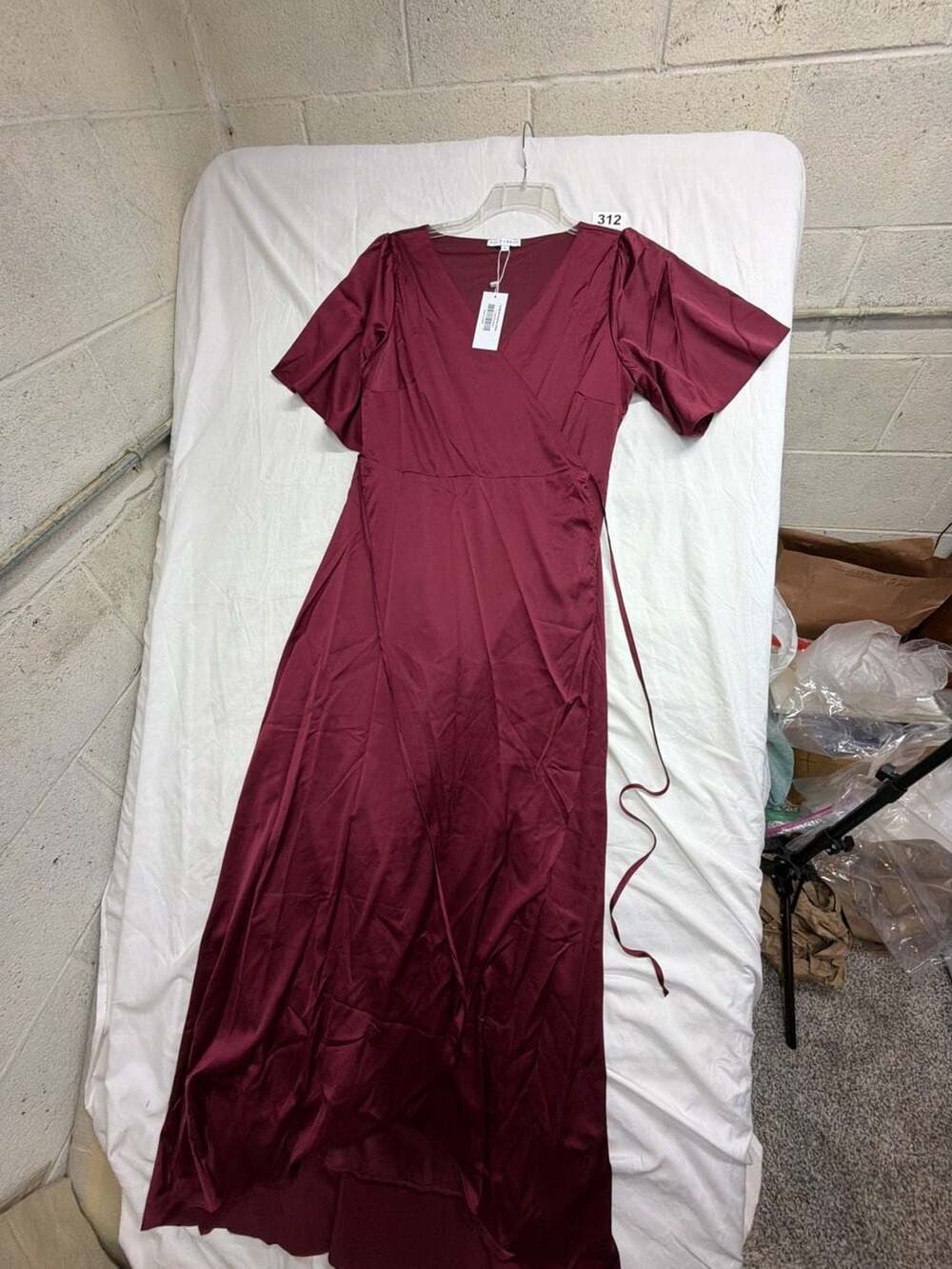 Baltic Born Vara Satin Maxi Wrap Dress Mulberry Size L